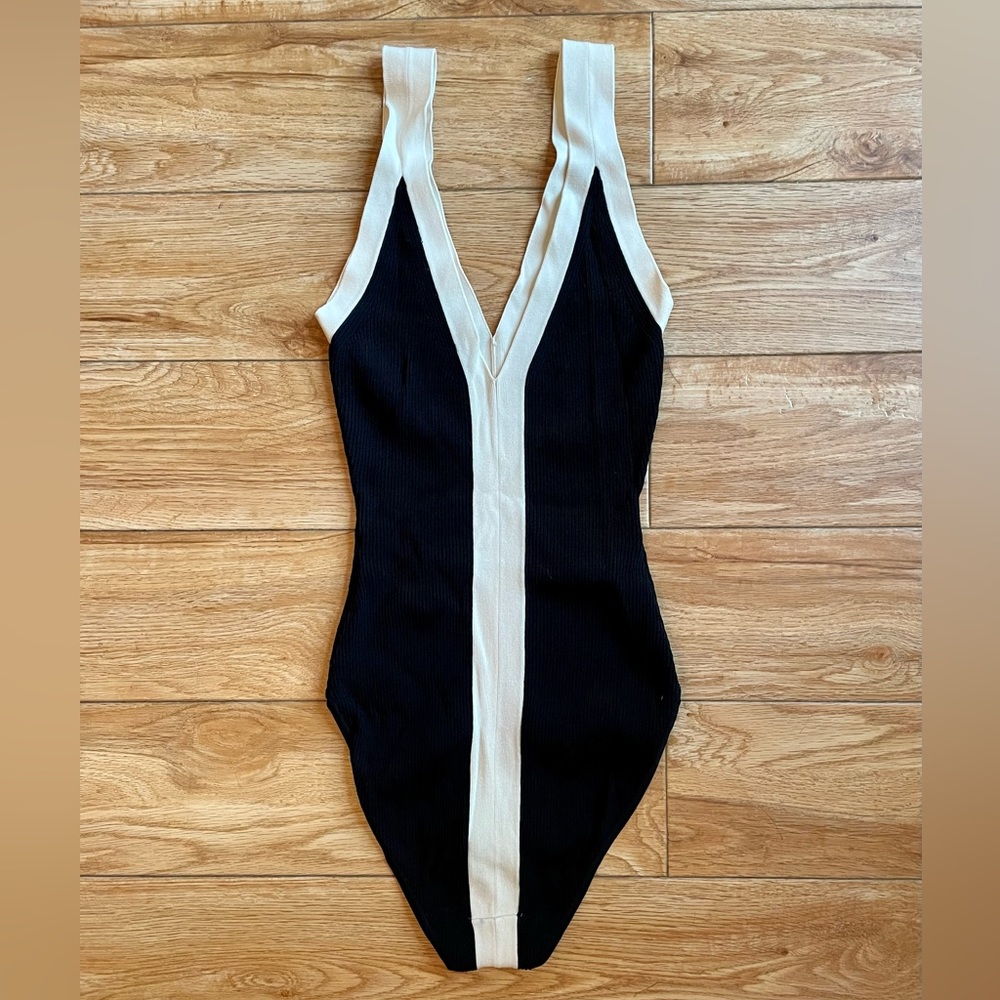 Sandro Two-Tone Knitted Bodysuit Size 1